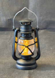 Windlicht, retro, zwart met ledje