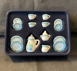 Theeservies, groen blauw, 15 stuks