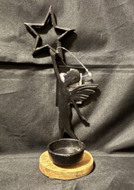Aluminium theelichthouder, black angel