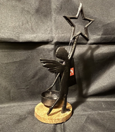 Aluminium theelichthouder, black angel