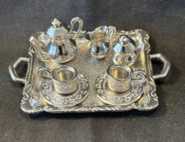 Zilverkleurig servies, metaal, 10 stuks