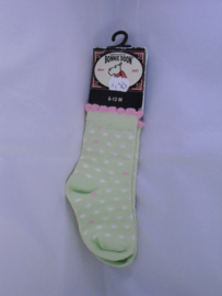 Groene sokjes met een roze randje, mt 4-8 mnd