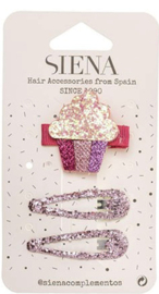 Siena - Haarklipjes met cupcake