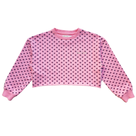 Lux Cropped Sweater | Hearts Print