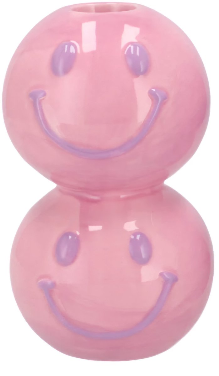 Kandelaar Smiley - Paars/Roze