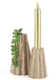 kandelaar aardewerk beige ribbel