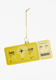 Kerstbal - Boardingpass Amsterdam-Curaçao