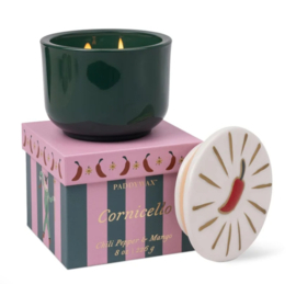 paddywax green glass candle - chili pepper & mango