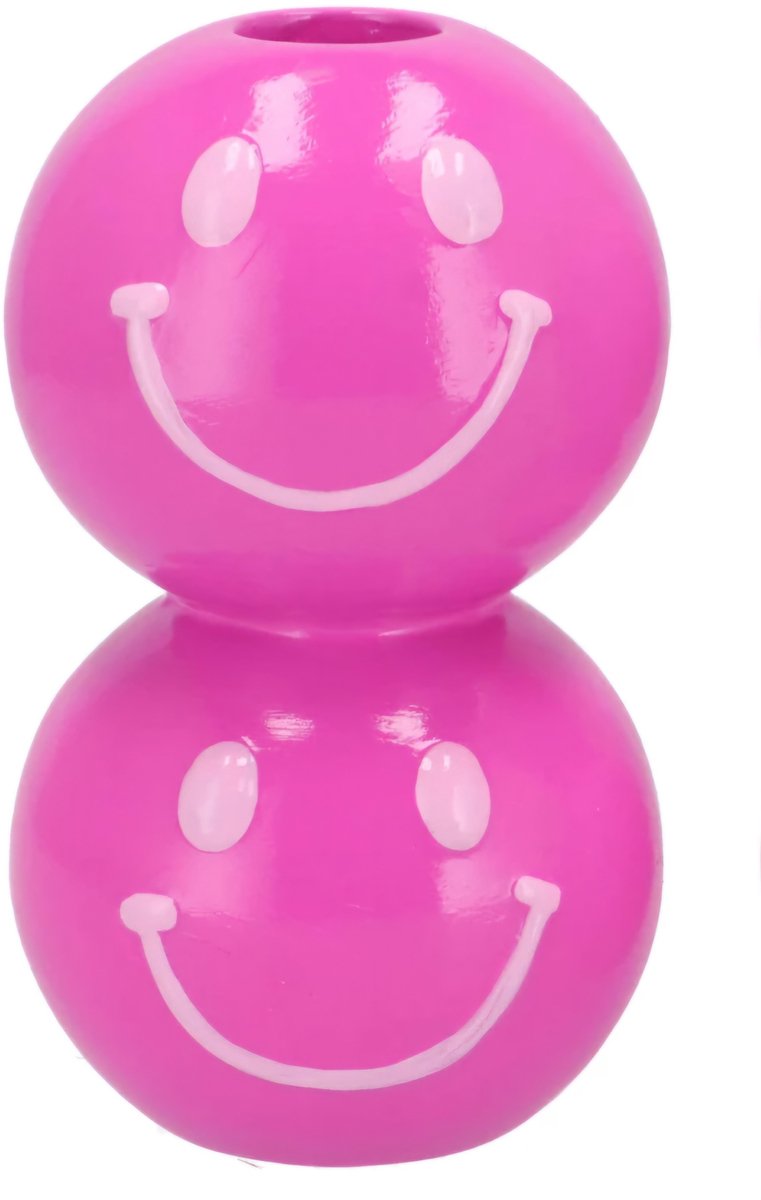 Kandelaar Smiley - Donkerroze