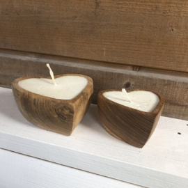 Kaars Houten Hart S