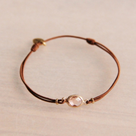 Armband Crystalsteentje Cognac/Goud