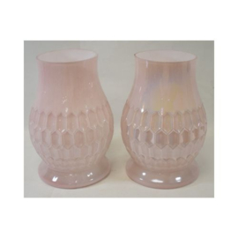 ZoeZo Design - 2 stuks - windlicht - kaarshouder - waxinelichtjeshouder - roze - olie effect - glas - H20 x Ø 13 cm
