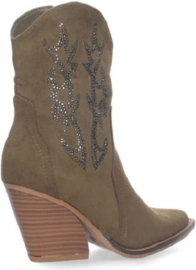 Cowboylaarzen - suedine - armygreen - groen - bling