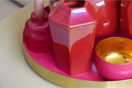 DK Design - dienblad - pink - hard roze - goud - Ø 33 cm