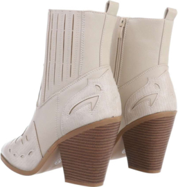 Cowboylaarzen - enkellaarzen - laarzen met hak - Pu - ecru - beige