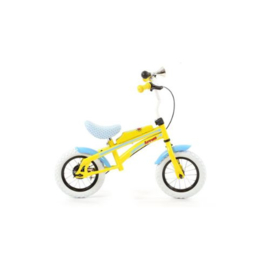 Popal Arrow - Loopfiets - 12 inch - Blauw - kinderfiets - fiets - peuterfiets - geel - blauw - 12 inch