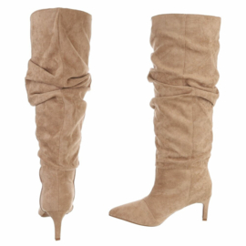 kitten heels - afzaklaarzen - beige - suedine - in 3 kleuren verkrijgbaar