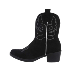 Cowboylaarzen - korte laarzen - zwart - wit - suedine