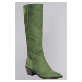 Lindy Bob - laarzen - model Sam - cowboylaarzen - groen - hakhoogte 5,5 cm - suedine - lange laarzen
