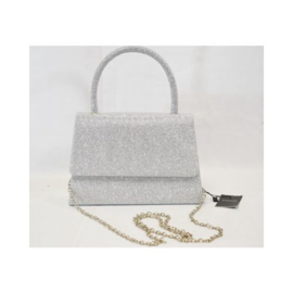 Giuliano - handtas - schoudertas - zilver - glitter - hoogte zonder handvat 14 cm - Br 20 - diep 5 cm