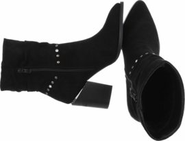 Zwarte suedine enkellaarzen - cowboylaarzen - met zilveren studs