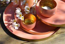 DK Design - dienblad - licht oranje - zalm - goud - Ø 33 cm