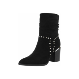 Zwarte suedine enkellaarzen - cowboylaarzen - met zilveren studs
