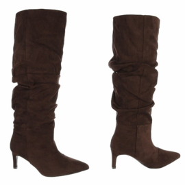 kitten heels - afzaklaarzen - bruin - suedine - in 3 kleuren verkrijgbaar