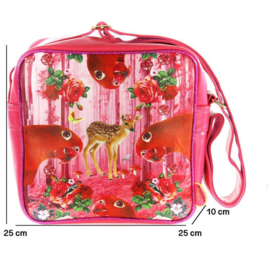 Kunstboer schoudertas - Bambi/Papegaai - kindertas H25 x Br25 x L10 cm