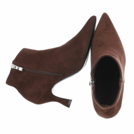 Kittenheels - kleine naaldhak - dameslaarzen - bruin - suedine