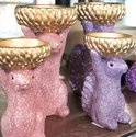 DK Design - glitter eekhoorn met schaaltje - paars - goud