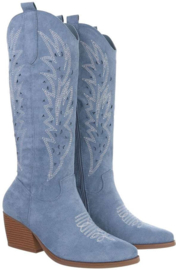 Cowboylaarzen - blauw - suedine