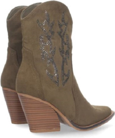 Cowboylaarzen - suedine - armygreen - groen - bling