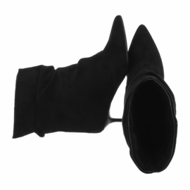 kitten heels - afzaklaarzen - enkellaarzen - suedine - zwart