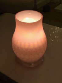 ZoeZo Design - 2 stuks - windlicht - kaarshouder - waxinelichtjeshouder - roze - olie effect - glas - H20 x Ø 13 cm
