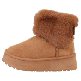 Korte laarzen - bontlaarzen - camel - bruin - gevoerd