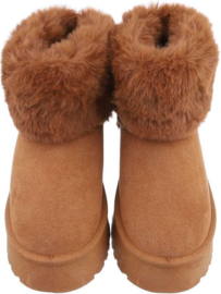 Korte laarzen - bontlaarzen - camel - bruin - gevoerd