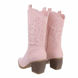 Cowboylaarzen - kuitlaarzen - roze - suedine - korte laarzen - zomerlaarzen