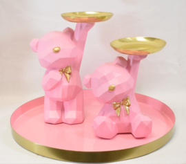 DK Design - dienblad - pink - zacht roze - goud - Ø 33 cm