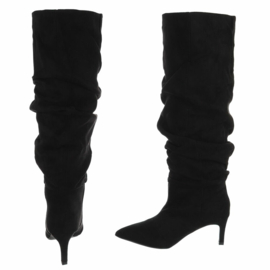 kitten heels - afzaklaarzen - zwart - suedine - in 3 kleuren verkrijgbaar