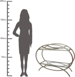 Want & Needs - bijzettafel - wandtafel - H80 x Br 90 x L30 - zilver - glas