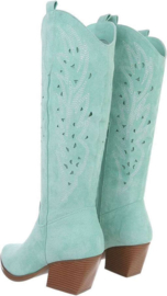 Cowboylaarzen - turquoise - groen - suedine