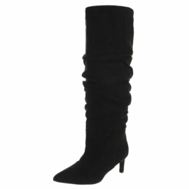 kitten heels - afzaklaarzen - zwart - suedine - in 3 kleuren verkrijgbaar