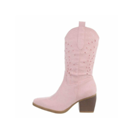 Cowboylaarzen - kuitlaarzen - roze - suedine - korte laarzen - zomerlaarzen