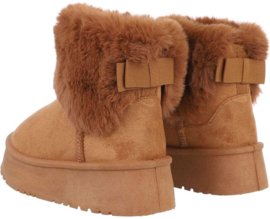 Korte laarzen - bontlaarzen - camel - bruin - gevoerd