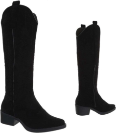 Lange cowboylaarzen - Basic laarzen - zwart - suedine