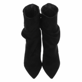 kitten heels - afzaklaarzen - enkellaarzen - suedine - zwart
