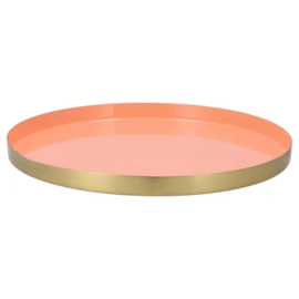 DK Design - dienblad - licht oranje - zalm - goud - Ø 33 cm