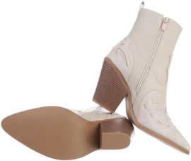 Cowboylaarzen - enkellaarzen - laarzen met hak - Pu - ecru - beige