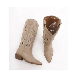 ZoeZo Design - laarzen - cowboylaarzen - beige - hakhoogte 5 cm - suedine